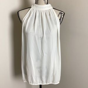 Cooper & Ella Women’s Cream Sleeveless Sheer Top Tie Back Blouse